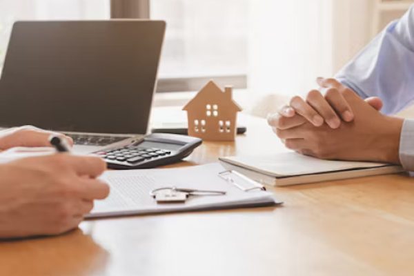 Family reviewing mortgage options
